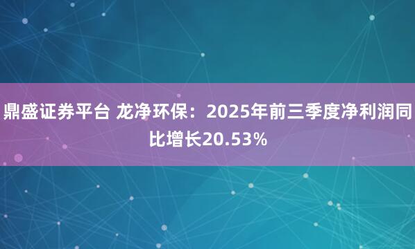鼎盛证券平台 龙净环保：2025年前三季度净利润同比增长20.53%