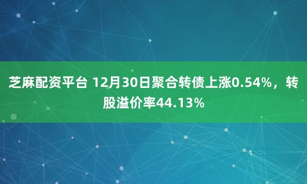 芝麻配资平台 12月30日聚合转债上涨0.54%,转股溢价率44.13%